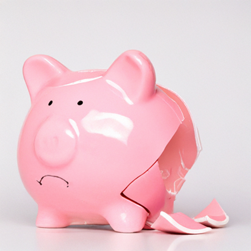 how to quit being broke salesletter broke sad piggy bank